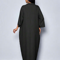 Robe femme mode col V ample manches chauve-souris sans ceinture pour vacances, tenue maxi pour femme