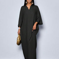 Robe femme mode col V ample manches chauve-souris sans ceinture pour vacances, tenue maxi pour femme