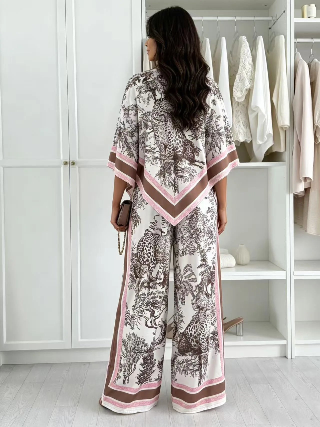 2026 New Women Spring Summer Fashion Printed Matching Set Floral Print Top With Position Print Pants Two Piece Outfit