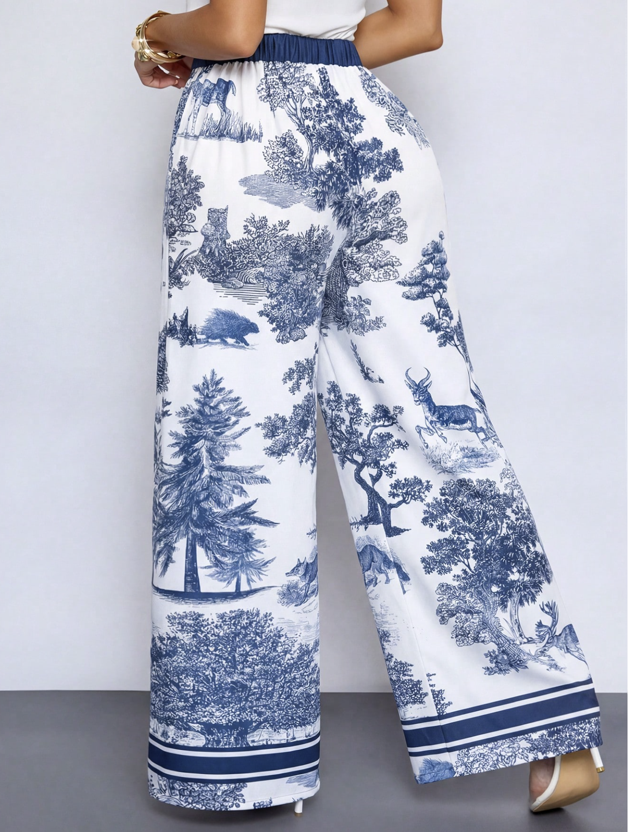 Ensemble Écharpe & Pantalon Large Femme à Motif Floral