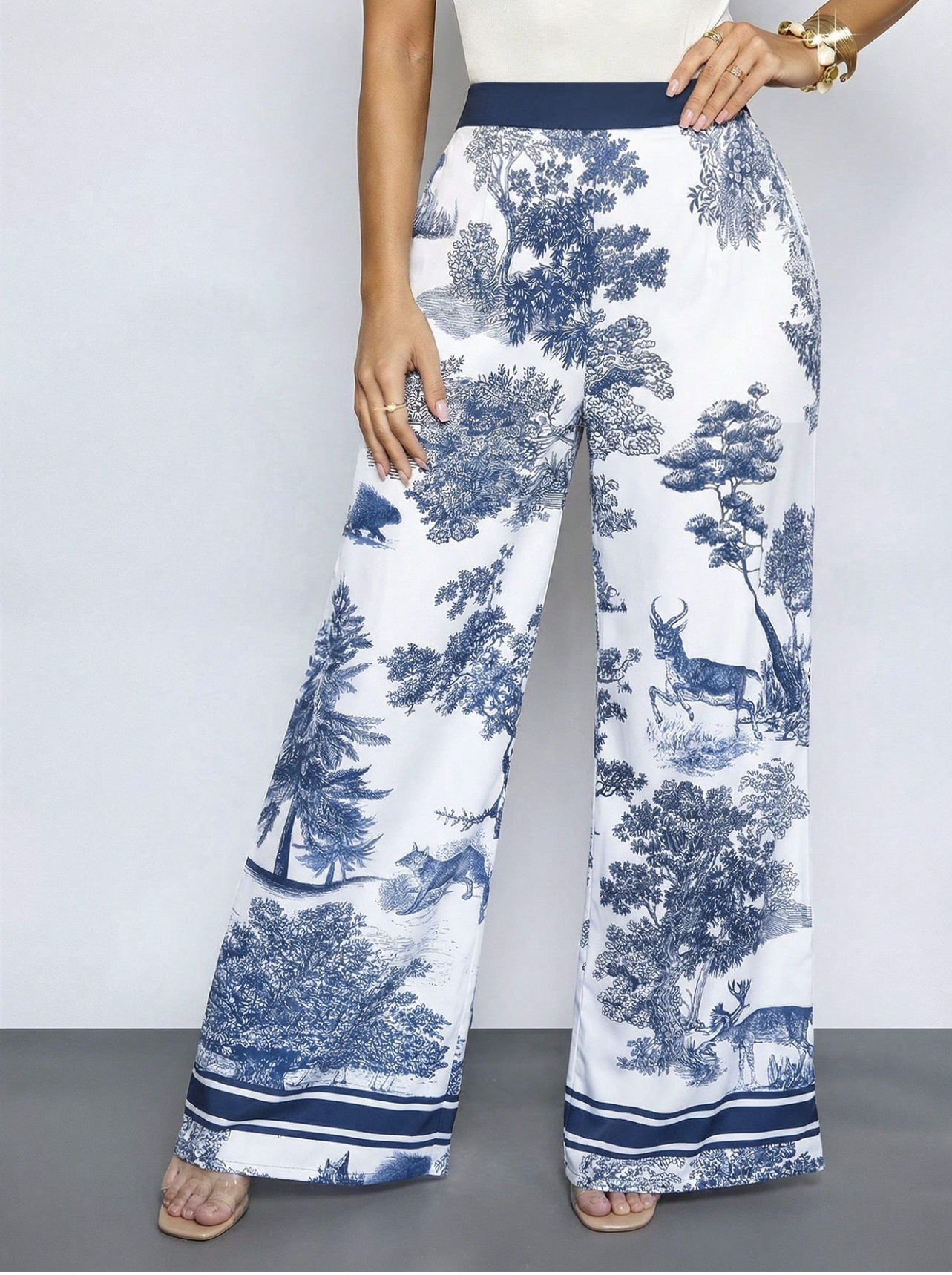 Ensemble Écharpe & Pantalon Large Femme à Motif Floral